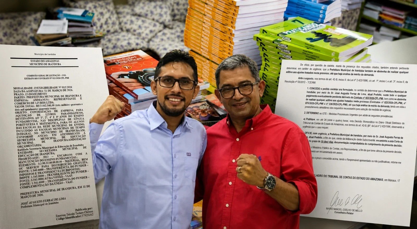 Contrato de livros de Iranduba foi publicado por R$ 3 milhões